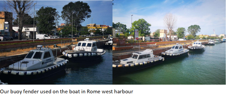 Buoy fender used on the boat in Rome west harbour